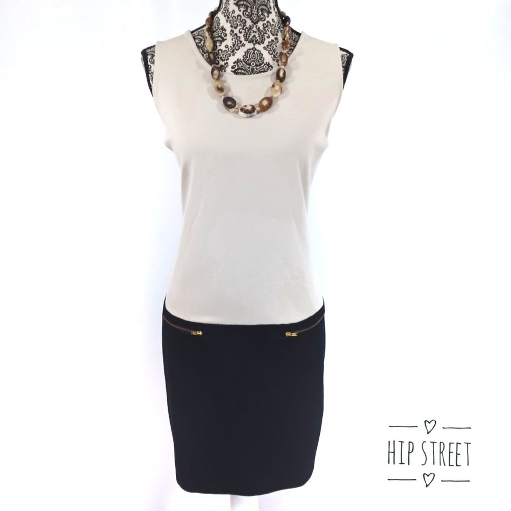 THE LIMITED Sleeveless 2 Color Drop Waist Zipper Accent Stretch Jersey Dress L